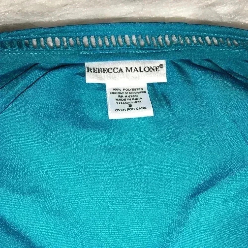 Rebecca Malone Women's Size Small Boho Long Sleeve Teal Blouse NEW - Picture 5 of 6